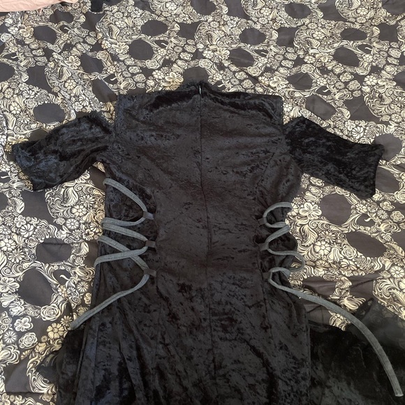 🖤💀Lip Service Black Gothic Vintage Velvet Corset Dress - Picture 3 of 4